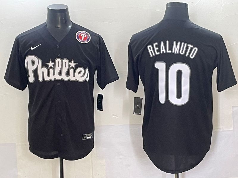Men 2025 Philadelphia Phillies #10 Realmuto Black Fashion Nike MLB Jersey style 7096